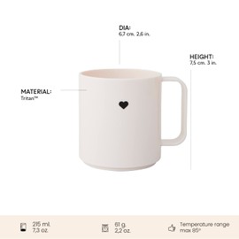 Design Letters MINI Tritan Trinkglas für Baby und Kinder weiß |BPA/EA/BPS-Frei | Multi/Trinklernbecher mit henkel | Drop-safe | Zubehör ist separat erhältlich | 175 ml | Spülmaschinengeeignet