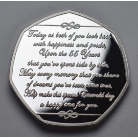 The Commemorative Coin Company 55TH Emerald Wedding Anniversary Silver Commemorative with Diamante Gemstone. Gift/Present 55 Years Together