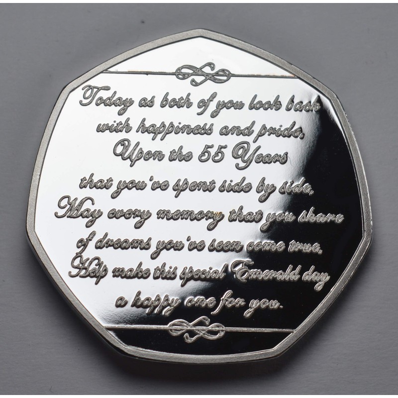 The Commemorative Coin Company 55TH Emerald Wedding Anniversary Silver Commemorative