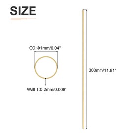 DTGN 1 mm x 0.2 mm x 300 mm (AD x Wall TxL) Brass Pipe - 3 Pack - Good for Machine Equipment DIY Decorative Frame - Round Metal Hoses