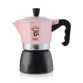 Bincoo Small Moka Pot, Stovetop Espresso Maker - Traditional Italian Coffee Brewer for Home, Camping, Stovetop, & Portable Use, 2 Espresso Cup (Pinkblack)