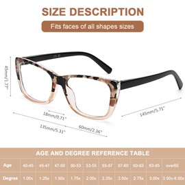 AQWANO Stylish Designer Reading Glasses for Women Blue Light Blocking Readers Fashion Pattern Print Anti Eye Strain Eyeglasses, 2.0