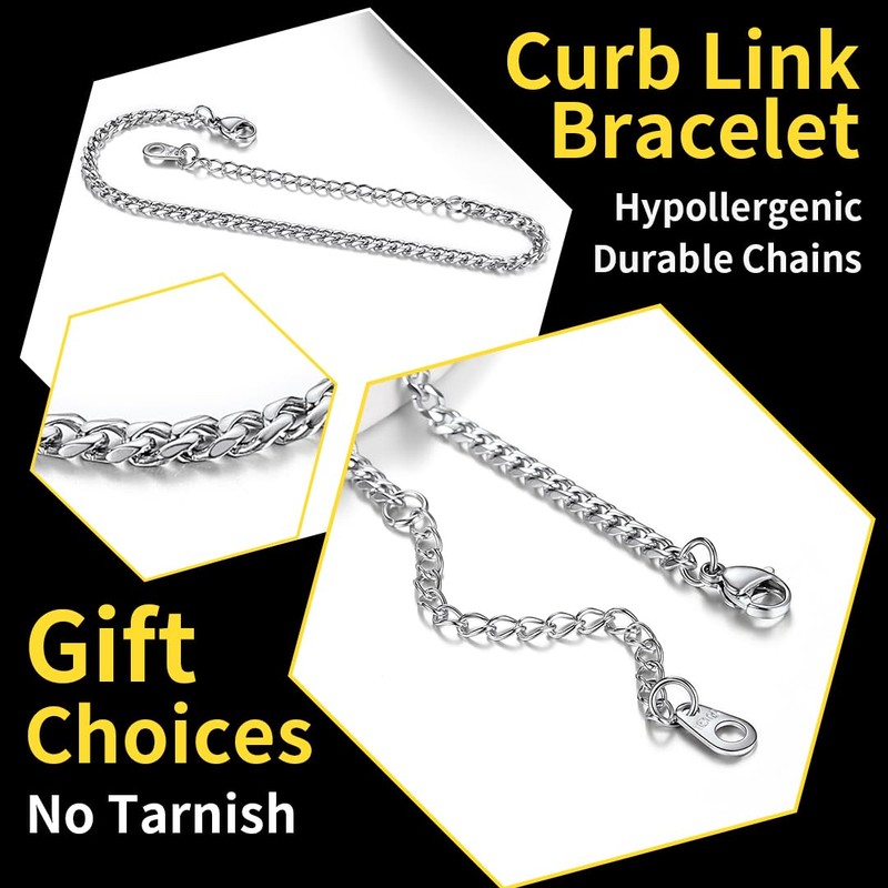 Cuban Link Bracelet for Men Thin Chain Bracelet