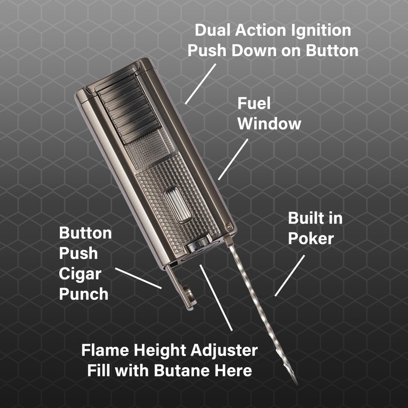 Visol Striker Butane Torch Triple Flame Refillable Gas Lighter, Built