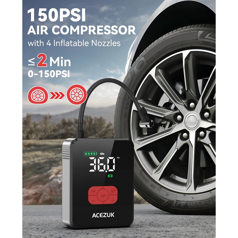 Jump Starter with Air Compressor, 7000A 150PSI Portable Car Jump