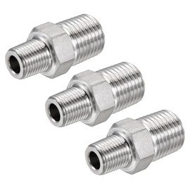 MECCANIXITY 304 Stainless Steel Hex Reducer Pipe Fitting 1/4 x 1/8 BSPT Male Thread Connector Adapter Pack of 3