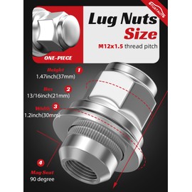 OTUAYAUTO M12x1.5 Lug Nuts - 24PCS Chrome 12x1.5 Wheel Lug Nuts, Replacement for Toyota Tacoma 4Runner FJ Cruiser Lexus GX460 GX470 Lug Nut Set, Mag Flat Seat, 13/16" Hex for OEM Factory Style Lug Nut
