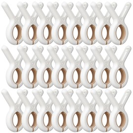 24 Pack Plastic Clothes Pins with Strong Anti-Rust Springs,Heavy Duty Beach Towel Clips,Laundry Clothespins to Keep Your Towel, Clothes, Blankets to Dry on Clothesline and Hanging Rack