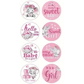 CAA Trading™ 100 x Its A Girl Pink Baby Shower Glossy Waterproof Removable Stickers Labels Baby Girl Hello Little One 8 Designs (25mm) 2.5cm (100 Stickers)