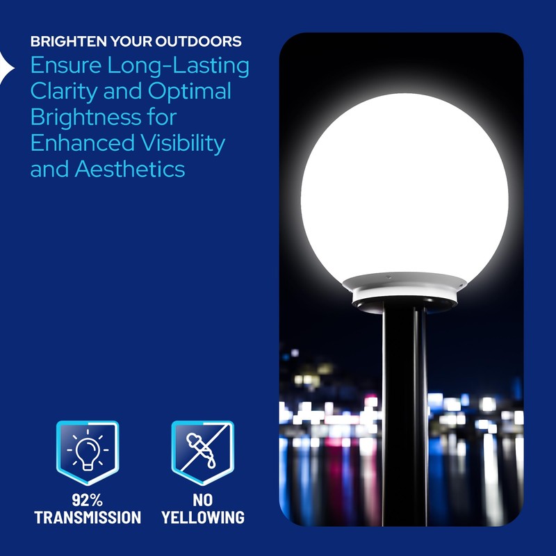 KastLite 16" White Acrylic Lamp Post Globe | Smooth Textured
