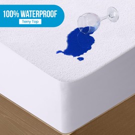 Utopia Bedding Waterproof Mattress Protector California King Size 2 Pack, 200 GSM Breathable Terry Mattress Cover, Fitted Style with Stretchable Pockets (White)