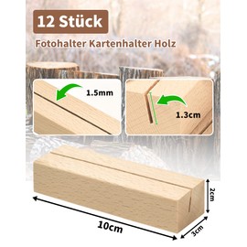 Card Holder Wooden Place Card Holder Pack of 12 Photo Holder Photo Stand Card Stand Place Card Holder Place Cards for Wedding Table Decoration Pictures Memos, Postcard Holder Menu Card Holder