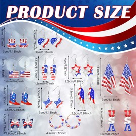 Bucherry 24 Pairs 4th of July Earrings USA Earrings Patriotic Earrings Independence Day Earrings Bulk American Flag Earrings Red White and Blue Earrings for Women