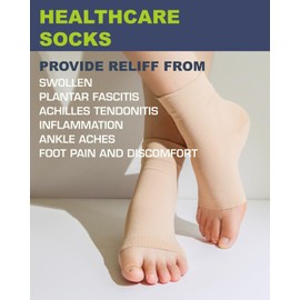 Panfurco Compression Ankle Support Sleeves Relieve Ankle Pain,— Lightweight, Breathable, Ideal for Plantar Fasciitis, Neuropathy functional Socks - Women & Men (M, Beige)