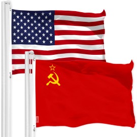G128 NEW G128 USSR Flag and American Flag Set 3x5 FT Printed 150D Polyester