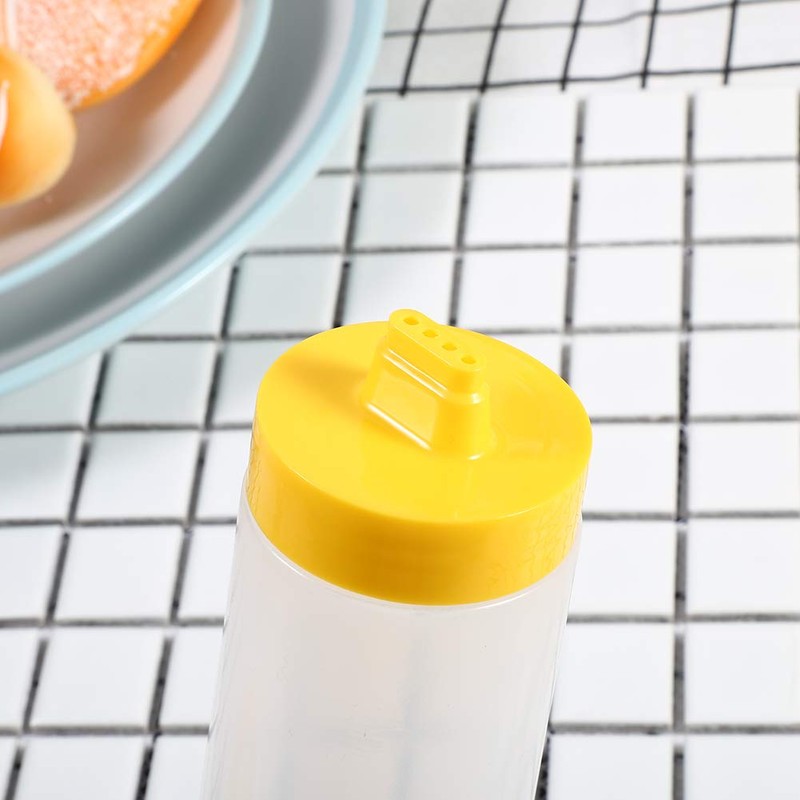 Alvinlite Squeeze Bottle, Reusable Condiment Dispenser Plastic 4 Holes Sauce