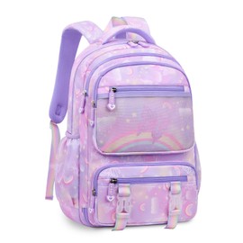 IvyH Kids Backpack Girls School Backpack Large School Bag Girls 2-6th Grade Waterproof Backpack for Kids (7 8 9 10 11 12 Years, #8473 Purple, Rucksack