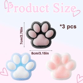 3 Pcs Cat Fidget Toy, Squeeze, Cat Paw Stress Release Toy Easy to Carry Creative Decompression Pinch Rebound (Blue Pink Black)