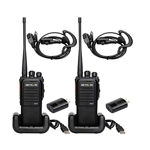 Retevis RB75 GMRS Two Way Radio,4500mAh Big Battery,Waterproof walkie Talkies Long Range,Portable,Hands-Free,Walkie Talkie with Earpiece (2 Pack)