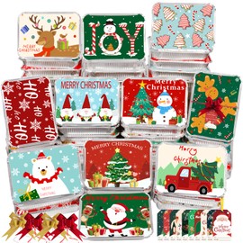 Natonhi 55PCS Christmas Cookie Tins with Lids, 11 Styles Holiday Disposable Foil Food Storage Christmas Cookie Containers for Winter Gift Giving Cookie Exchange Party Supplies