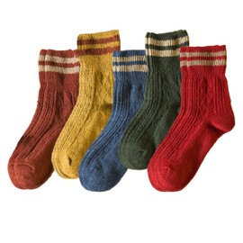 5 Pairs Warm Wool Socks for Women Cute Cozy Crew Socks Soft Winter Thick Socks