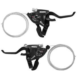 Bicycle Derailleur 2 Piece Bicycle Speed Shifter with Brake Shift Cable 21 Speed MTB Mountain Bike Shifter Set Bike Brake Levers Cycling Handlebar Short Brake Clutch Levers