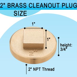 (10 Pack) Asterbacks 2 inch Sewer Cleanout Cap Brass Plug, Raised Head Design for 2 inch NPT Pipe QJG-2-T(10 PCS)