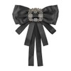 SUPERFINDINGS Black Bowknot Brooch with Crystal Glass Rhinestone Elegant Bow