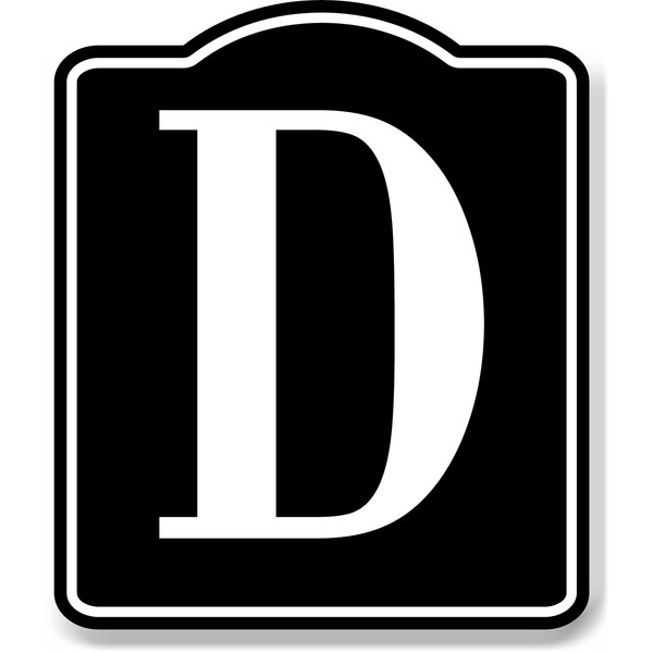 Letter D Bin Aisle Row Marker Label BLACK Aluminum Composite