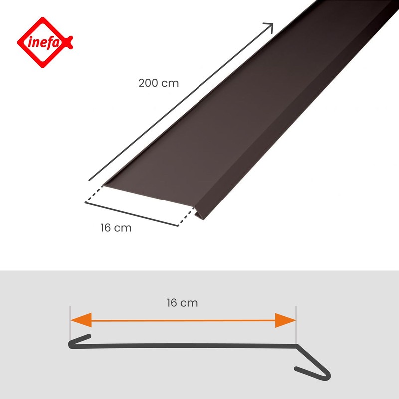 Inefa Roof Strips 200 cm Dark Brown Triple-Edged Plastic Gutter