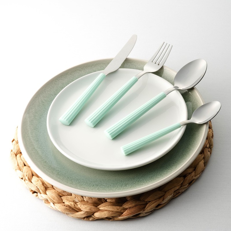 Grunwerg Bistro Cutlery, 24 Piece Set, 18/0 Stainless Steel, Striped