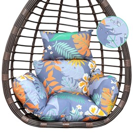 Yefound Indoor Outdoor Egg Chair Cushion Thick Hanging Floral Egg Swing Chair Cushion U-Shaped Back Cushions for Patio Garden Hammock