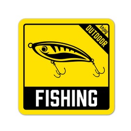 FISHING Original Design Store Fishing Sticker Camping Outdoor Sticker W3.5 x H3.5 inches (W90 x H90 mm), For Cars, Motorcycles, Outdoors, Waterproof