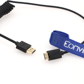 Eonvic 2.1 HDMI 8K HDMI Male to Mini HDMI Male Cable High Speed Extender Cable for Canon Nikon Panasonic GH3 Monitor (Black Coiled 50cm)