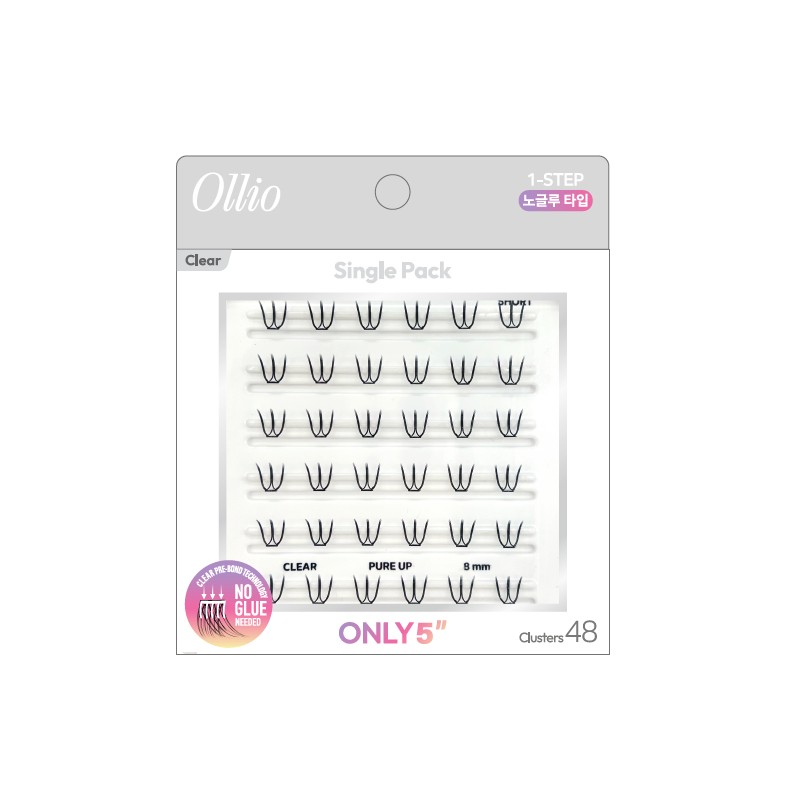 Ollio No Glue Eyelash #Clear [Single PACK Plus] (Short/Wide) (48pcs/36pcs)