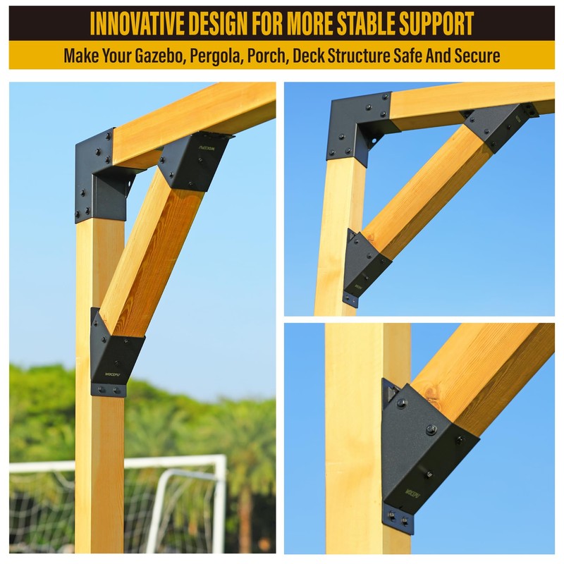 WOWACE 2pcs 45 Degree Angle Support Brackets, 4x4 (Actual 3.5''x3.5'')