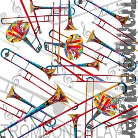 CafePress Trombone Player Trombone Design Musical Instrument Sherpa Fleece Throw Blanket 60" L x 50" W