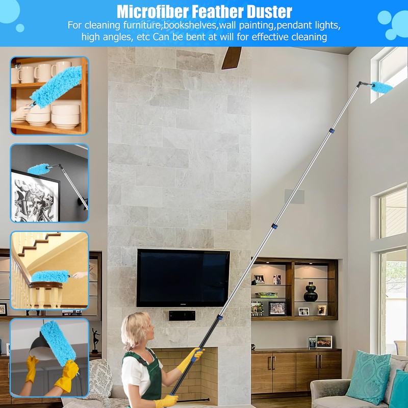 Hammrit 20 Foot High Reach Ceiling Duster Kit 3.6-12ft Extendable