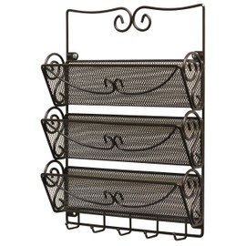 DecoBros Wall Mount 3 Tier Letter Rack Organizer w/Key Holder, Bronze