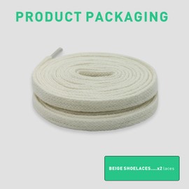 UamGlsob 5/16" Flat Cotton Shoe Laces for Sneakers, Wide Replacement Shoe Strings Premium Shoelaces for High Top Athletic Shoes (Beige,39"/100cm)