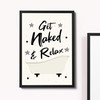 RED OCEAN Get Naked Funny BATHROOM Print Framed Chic Wall