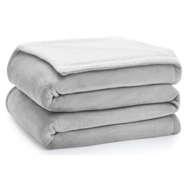 CASUAL LIVING Sherpa Twin/Twin XL Blanket Plush Fuzzy Cozy Fleece Bed Blanket for Bedroom Oversized Throw for Couch or Sofa Washable Reversible Dorm Room Essentials, 60-inch x 80-inch, Grey