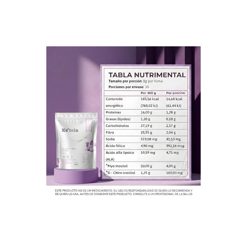 Ke?tela Myo Inositol & D-chiro Inositol 40:1 Sabor Taro 240g