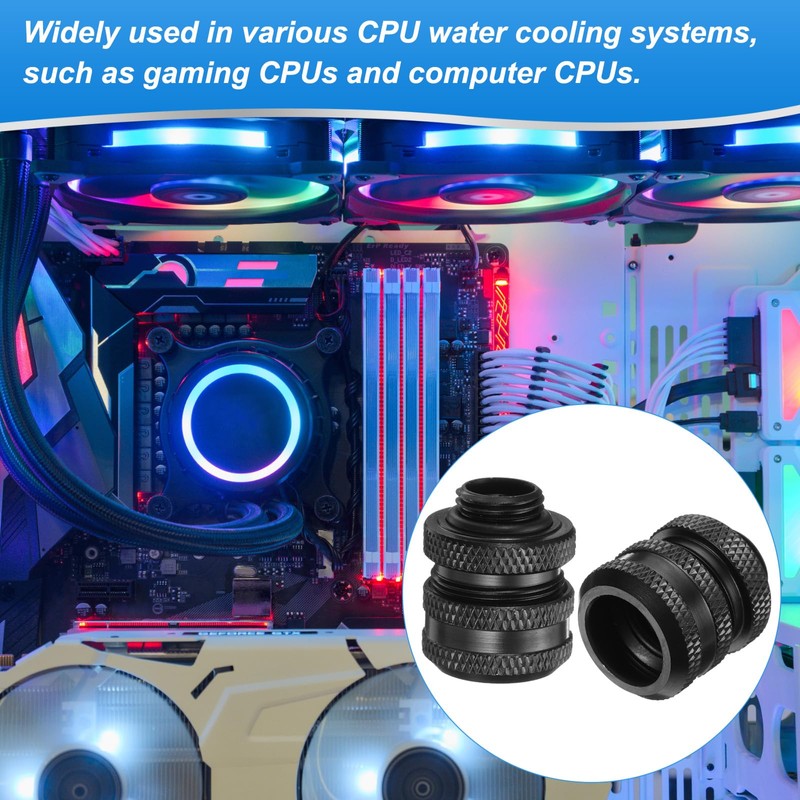 sourcing map 2pcs Water Cooling Adapter G1/4" Thread to 14mm