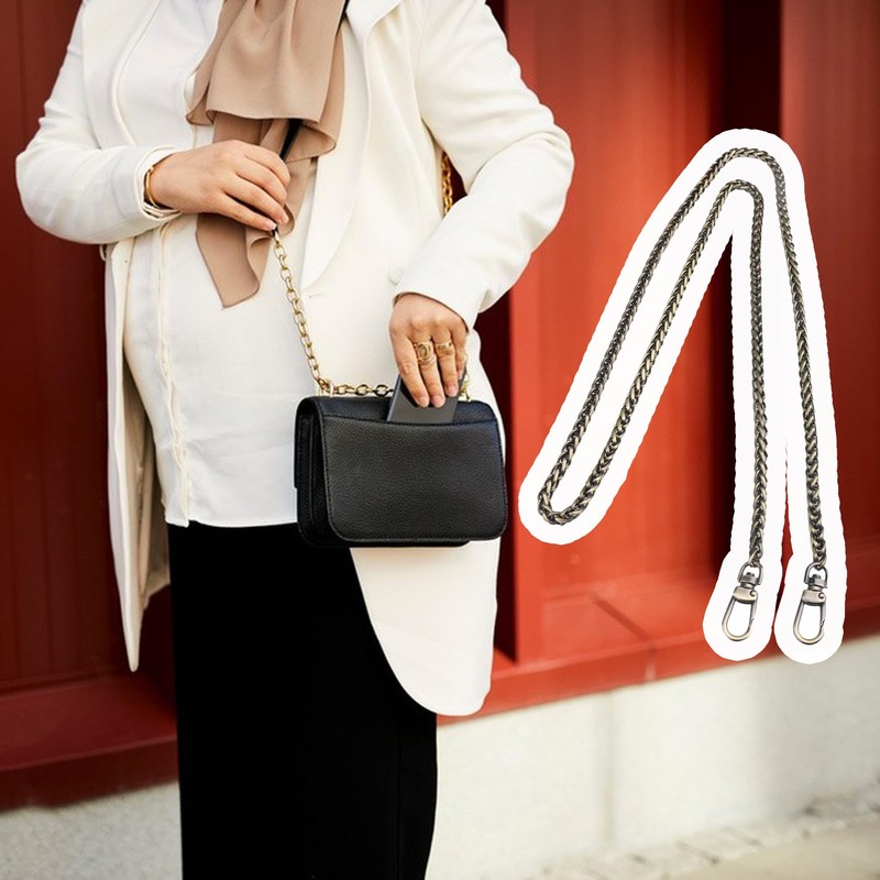 Mxfans Antique Brass Iron Handbag Chain 120cm, bronze