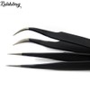 Rolabling 2pcs Elbow & Straight Black Nail Tweezers Rhinestone Picker