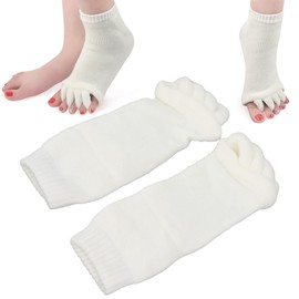 Toe Separator Socks, Toe Separator Socks Gel Toe Separators 1 Pair Gel Lined Compression Toe Separating Socks, Professional Sports Gym Soft Elastic Five Toe Separator Socks