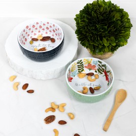 Pavilion Gift Company - Little Things - 11oz 4.5" Ladybug Bowl and Bamboo Spoon Set - Friend Family Appreciation Sentimental Housewarming Spring Kitchenware Serveware