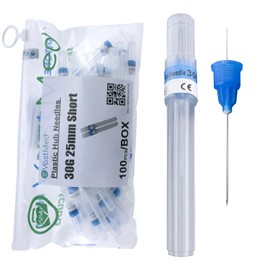 100PCs Dental Grade Plastic Hub Needles 30G Short by VASTMED | Disposable Dental Needles Self-Threading Tri-Bevel Point Needles