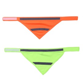 AWOCAN 2PCS Reflective pet triangle scarf, Fluorescent yellow orange scarf, Night walking safety for cats and dogs (M)